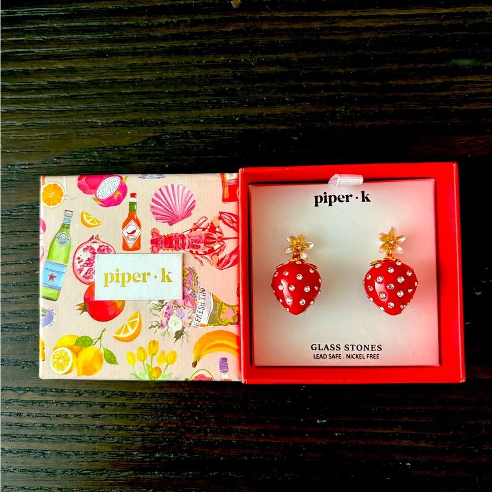 NEW Piper K Red Strawberry Earrings